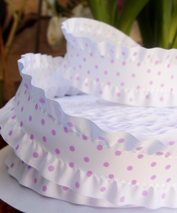 Purple Polka Dot Ruffled Ribbon