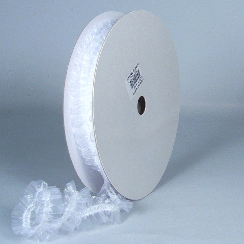 White Elastic Ruffled Organza Ribbon