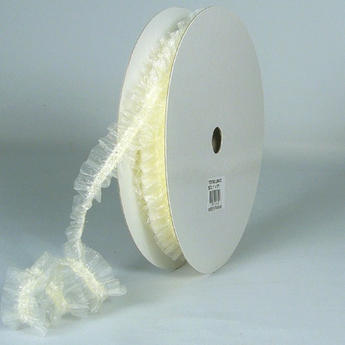 Ivory Elastic Ruffled Organza Ribbon