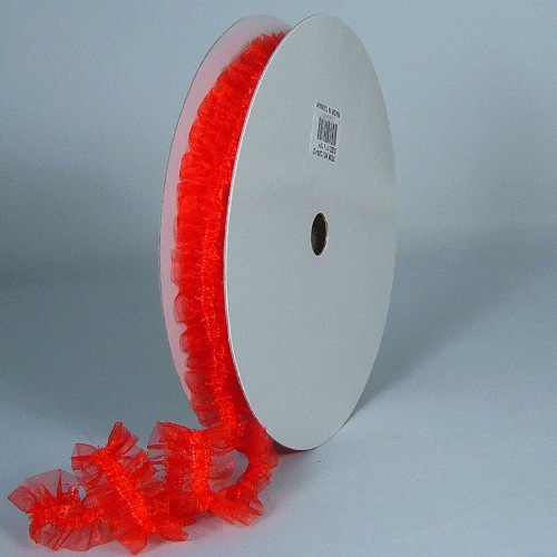 Red Elastic Ruffled Organza Ribbon