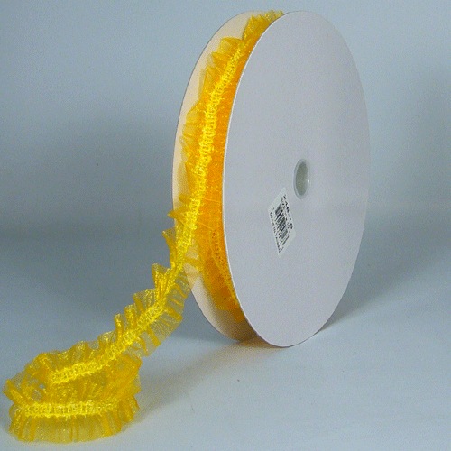 Yellow Elastic Ruffled Organza Ribbon