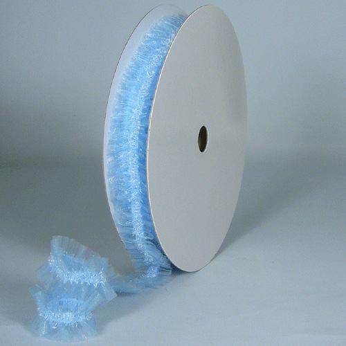Light Blue Elastic Ruffled Organza Ribbon