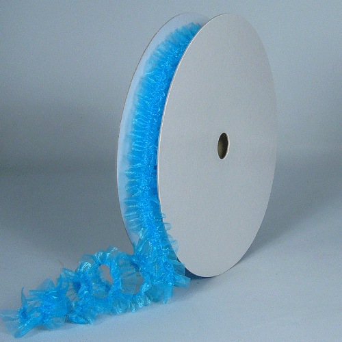 Turquoise Elastic Ruffled Organza Ribbon