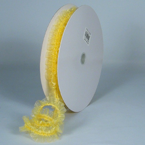 Gold Elastic Ruffled Organza Ribbon