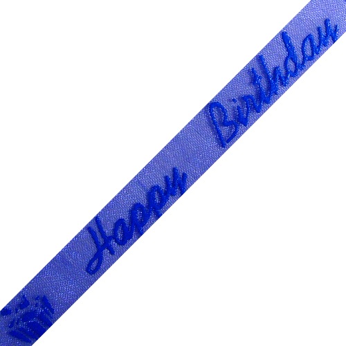 Royal Blue "Happy Birthday" Print on Sheer Ribbon