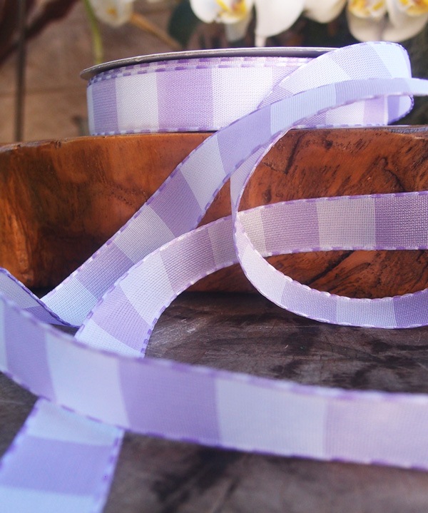 Lavender & White Color Blocked Woven Ribbon