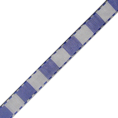 Royal Blue & White Color Blocked Woven Ribbon