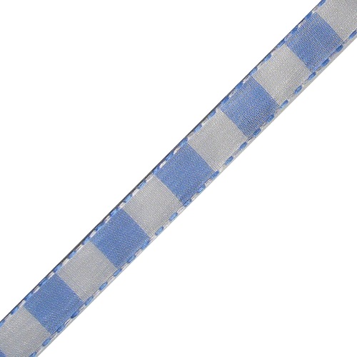 Light Blue & White Color Blocked Woven Ribbon