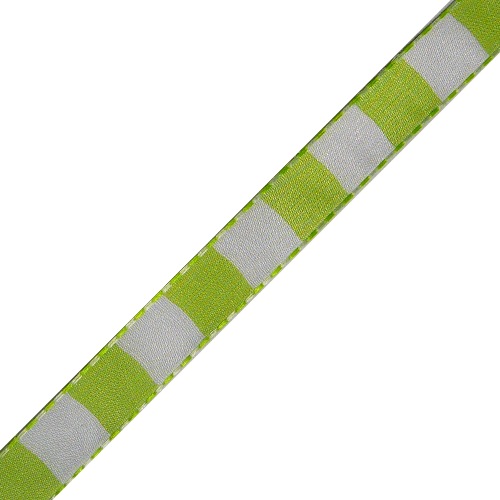 Mint & White Color Blocked Woven Ribbon