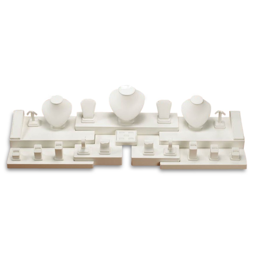 White Leatherette Showcase Displays 