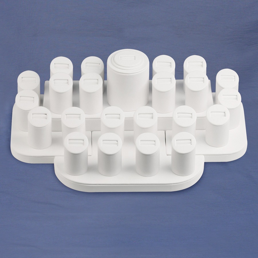 White Faux Leather 23-Ring Slot Display