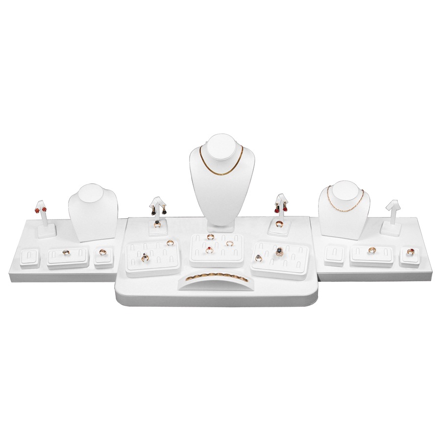 Plain White Faux Leather 20-Piece Display Set