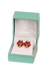 Teal Blue Leatherette Earring Box