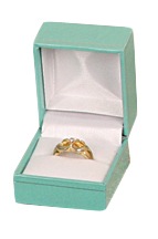 Teal Blue Leatherette Ring Box