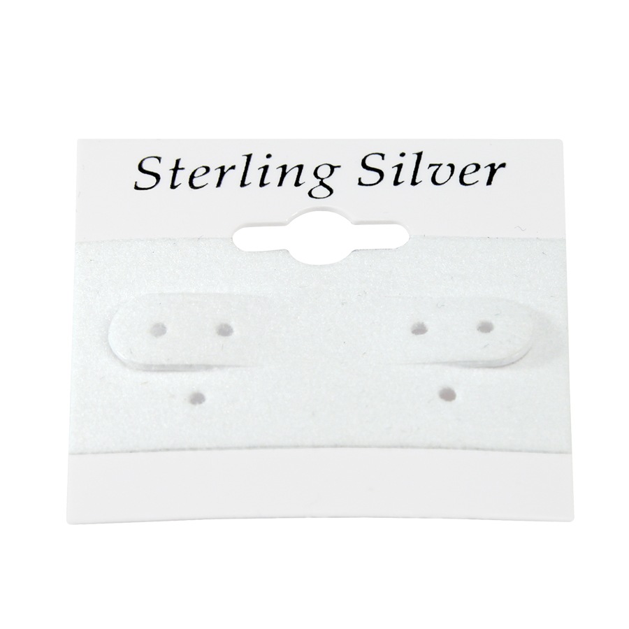 White "Sterling Silver"  Hanging Earring Card (x100)