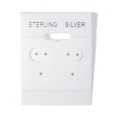 White "Sterling Silver"  Hanging Earring Card (x100)