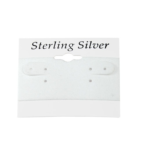 White "Sterling Silver" Black Imprinted Hanging Earring Card (x100)