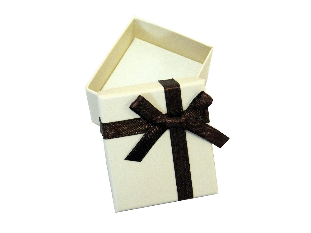 Chocolate Beige Cardboard Ring Box with a Bow