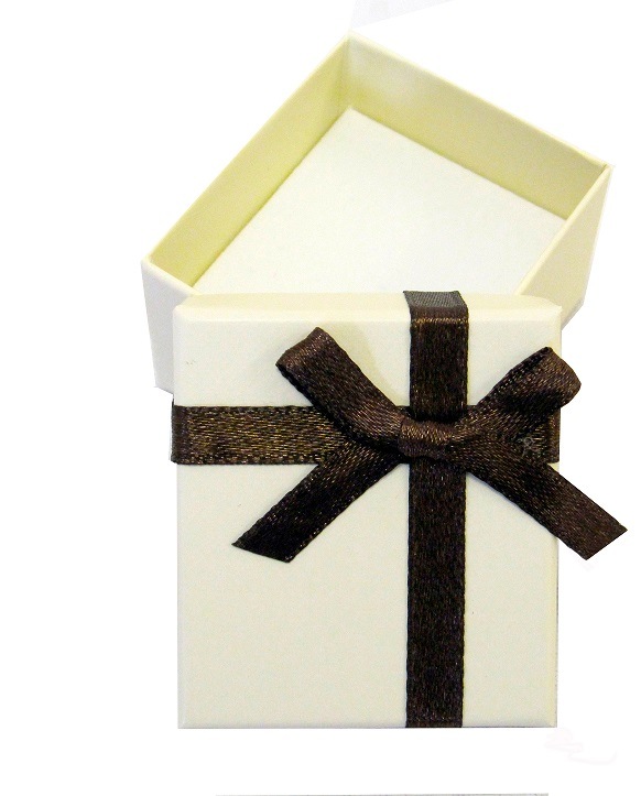 Chocolate Beige Cardboard Earring Box with a Bow