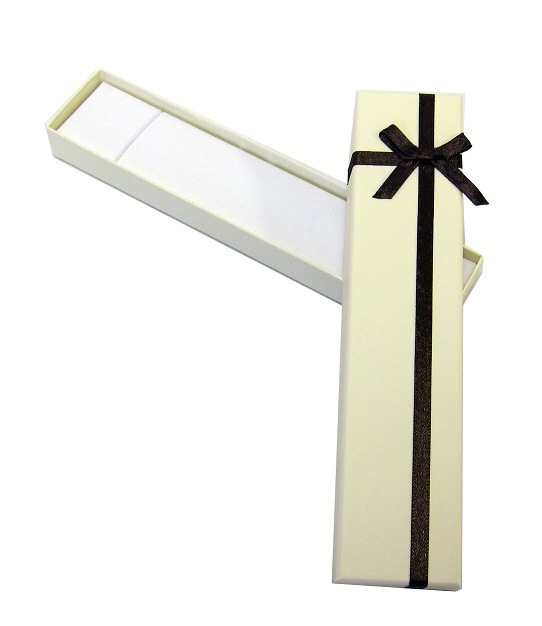 Chocolate Beige Cardboard Bracelet Box with a Bow