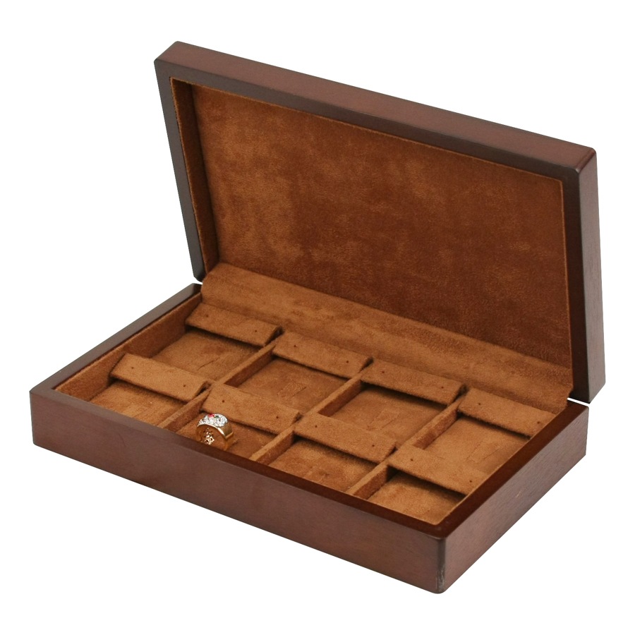 Wooden 8 Pr. Earring  and Ring Combo Tray Case