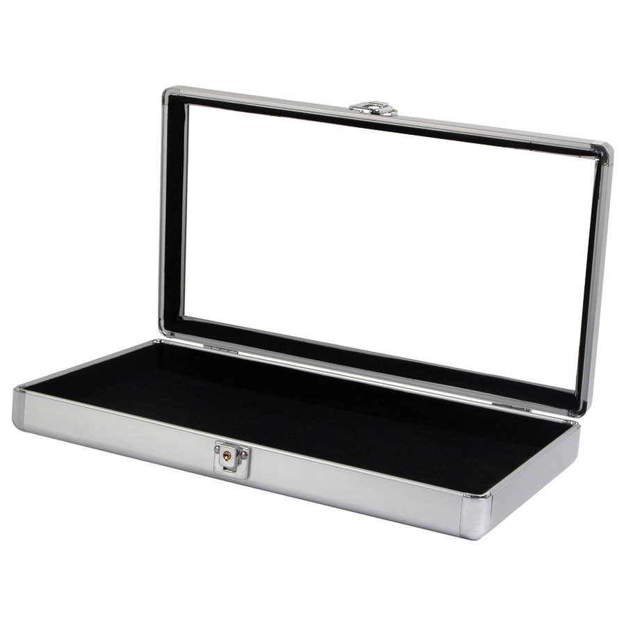 Silver Aluminum Glass-Top Case