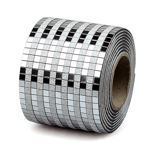 Silver Color & Silver Glitter Mosaic Applique w/ Sticker Back