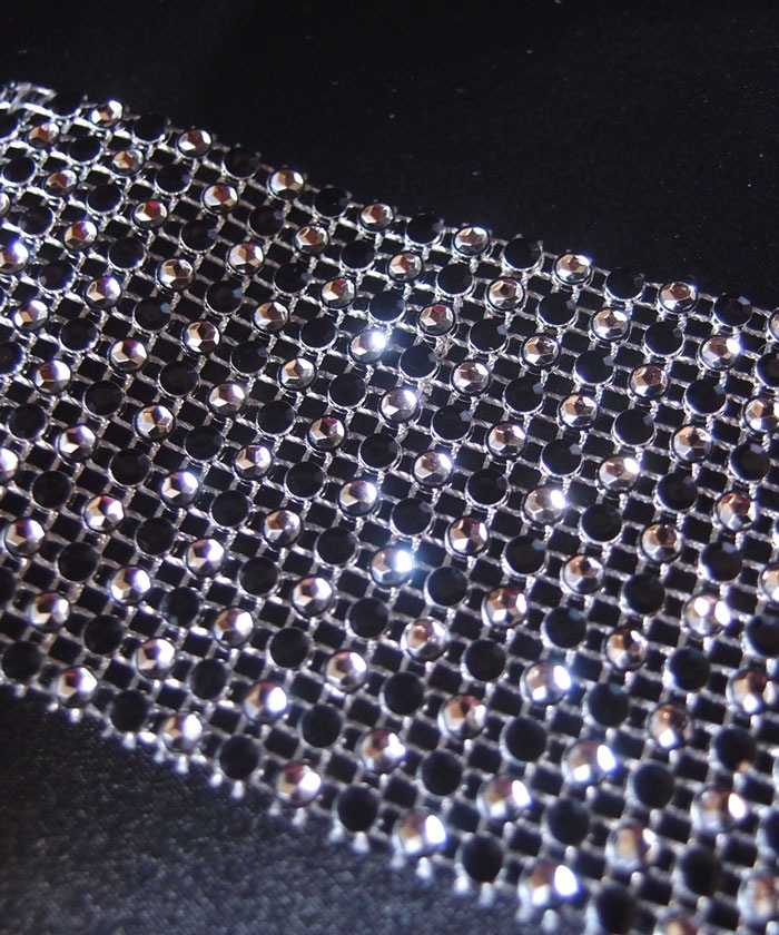 Black with Silver Two-toned Faux Diamond Wrap with Stones