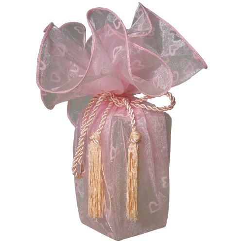 Pink w/ Pink Hearts Sheer Wrapper w/ Tassel