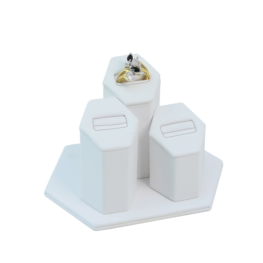 White Leatherette 3-Ring Slot Tower