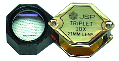 Goldtone & Black Hexagon 10X Triplet Loupe