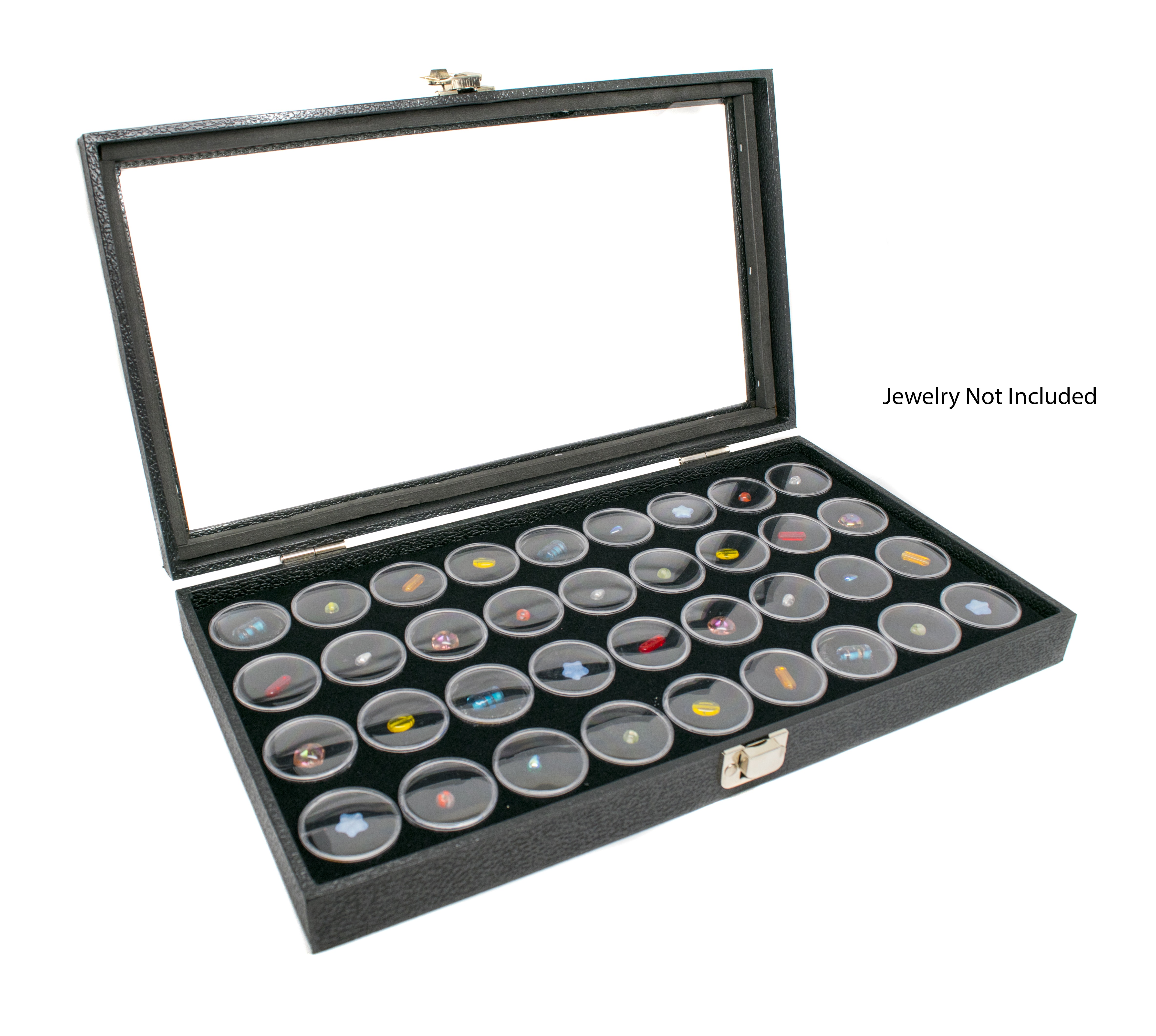 Glass Top Display Case with 36 Gem Jar insert