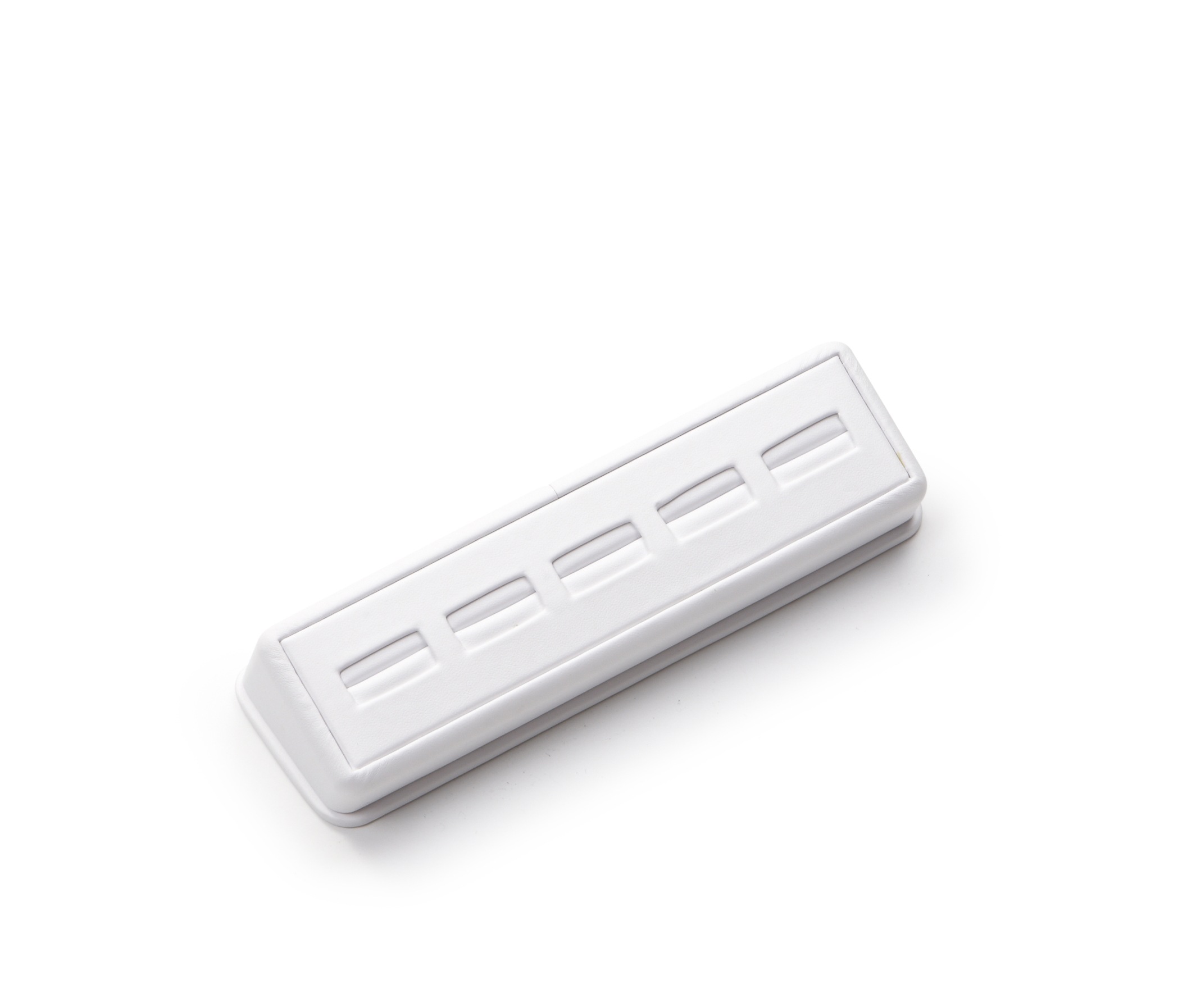 White Leatherette 5 Ring Slot Tray
