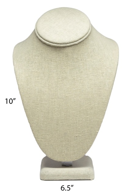 Beige Linen Necklace Jewelry Display Bust Stand Medium