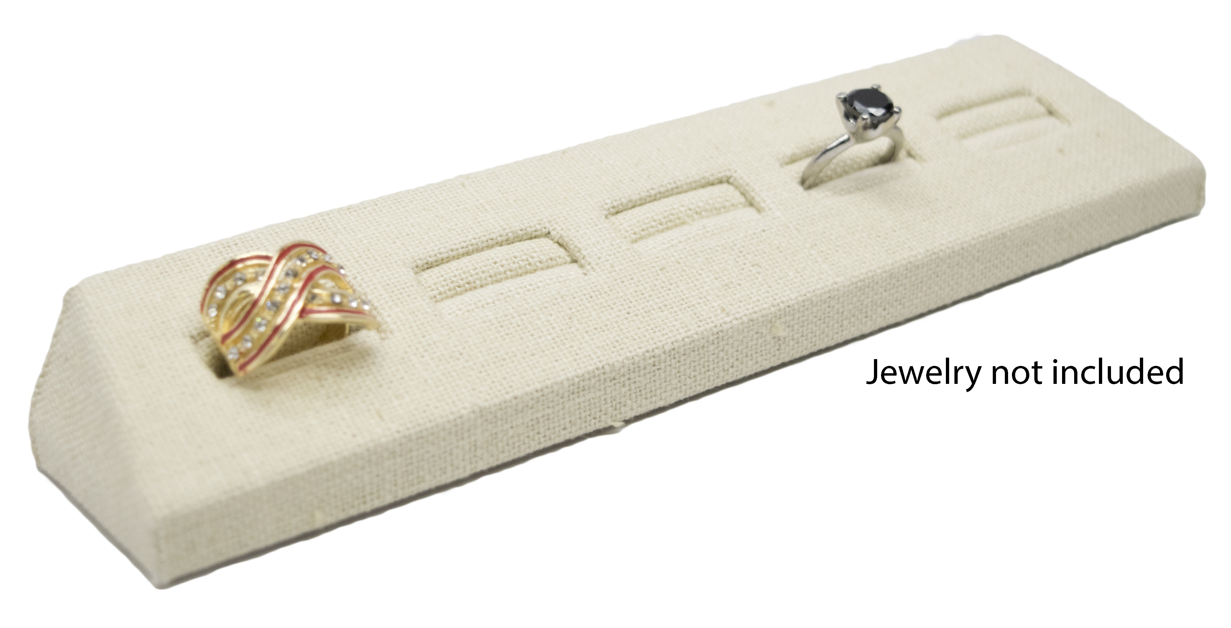 5 Slot Beige Linen Ring/Cufflink Tray Stand Holder Jewelry Display