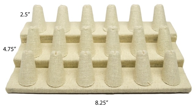 18 Slot Beige Linen Ring/Cufflink Tray Stand Holder Jewelry Display