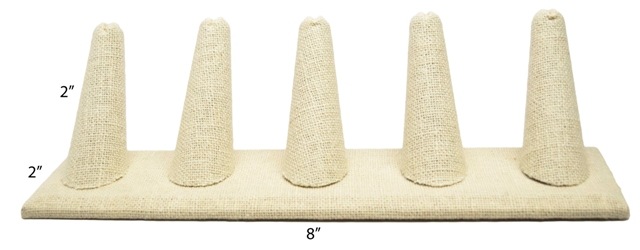 5 Finger Beige Linen Ring Stand Holder Jewelry Display