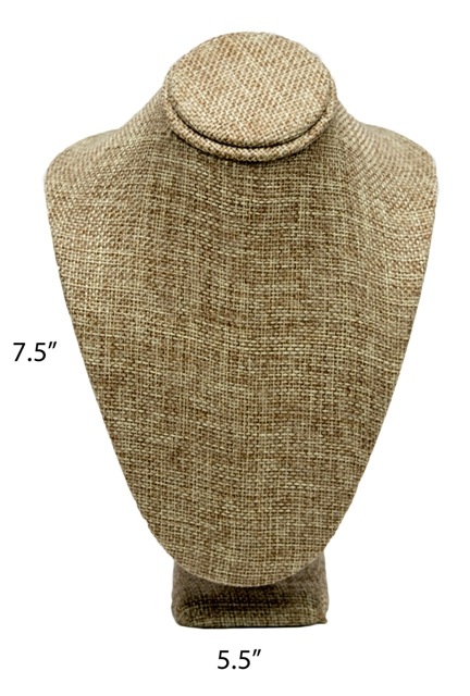 Burlap Necklace Jewelry Display Bust Stand Small