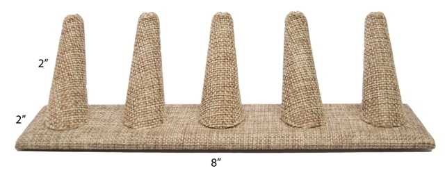 5 Finger Burlap Ring Stand Holder Jewelry Display