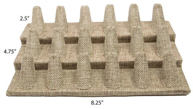 18 Finger Burlap Ring Stand Holder Jewelry Display