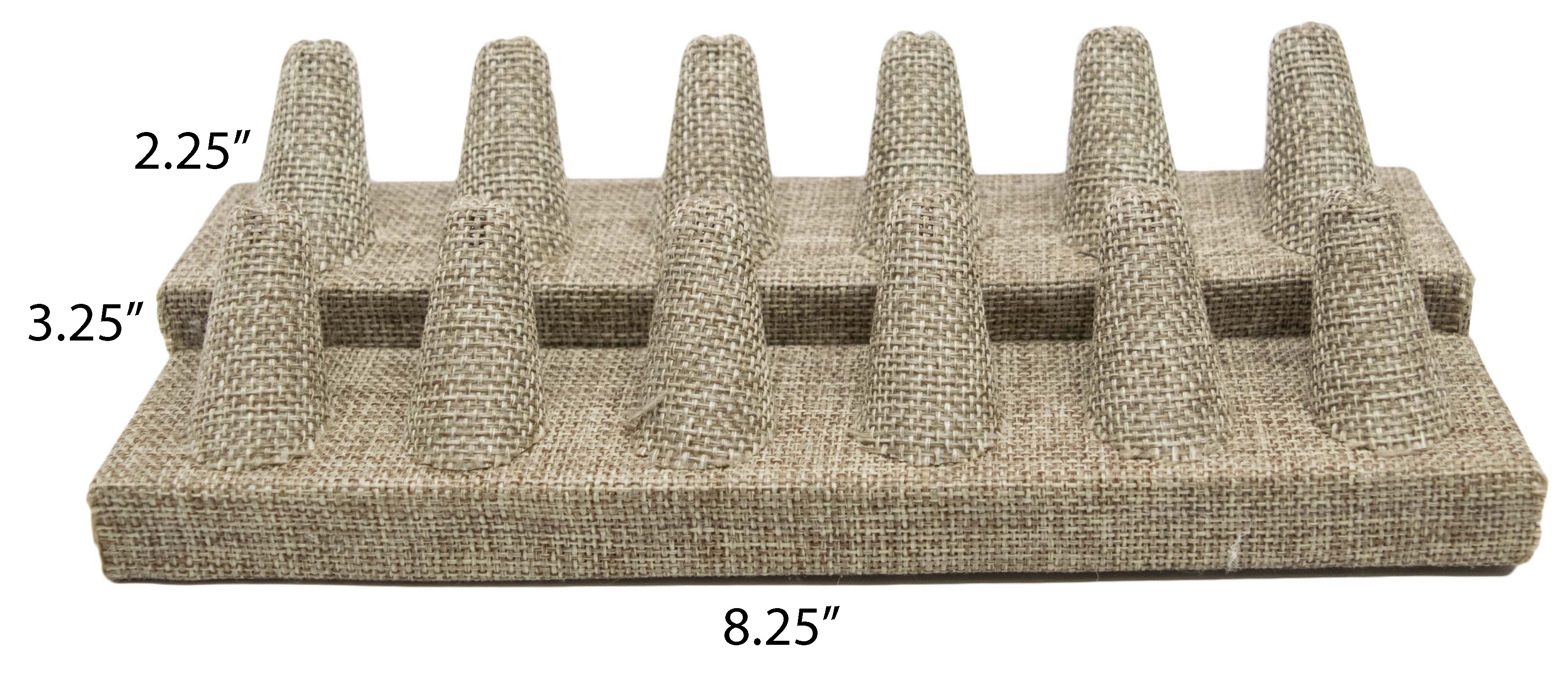 12 Finger Burlap Ring Stand Holder Jewelry Display