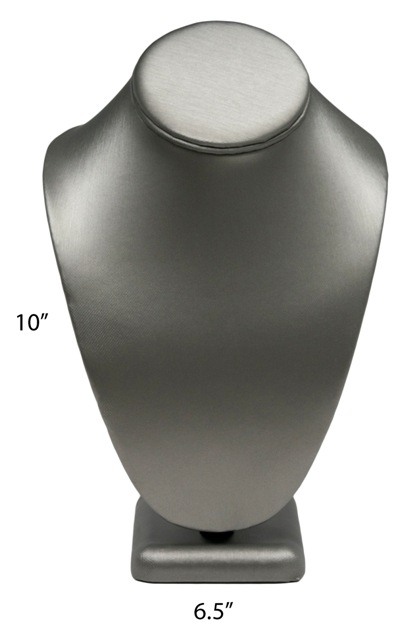 Steel Gray Leatherette Necklace Jewelry Display Bust Stand Medium