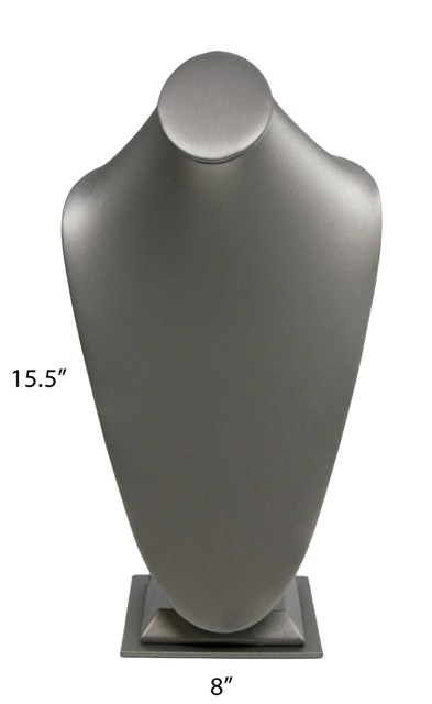 Steel Gray Leatherette Necklace Jewelry Display Bust Stand X-Large