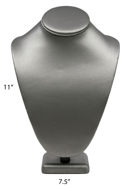 Steel Gray Leatherette Necklace Jewelry Display Bust Stand Large