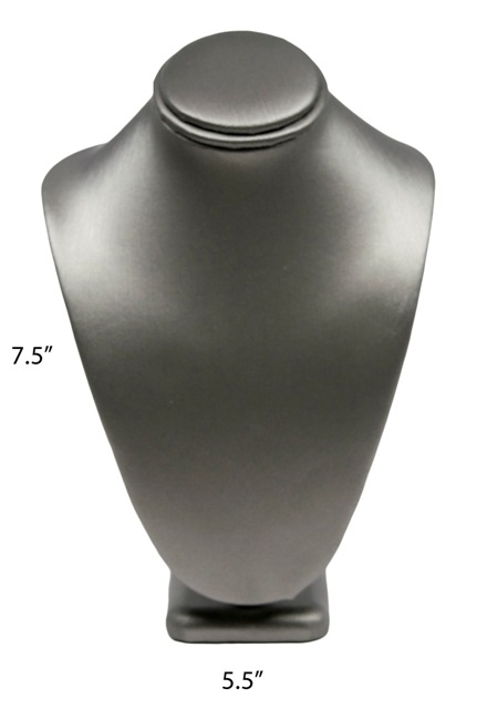 Steel Gray Leatherette Necklace Jewelry Display Bust Stand Small