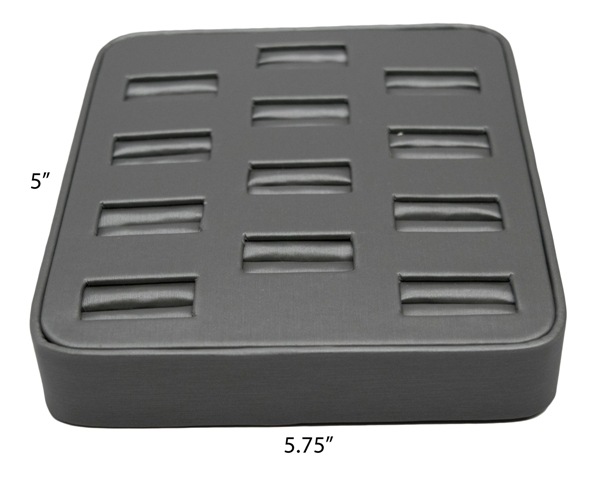 12 Slot Steel Gray Ring/Cufflink Tray Stand Holder Jewelry Display