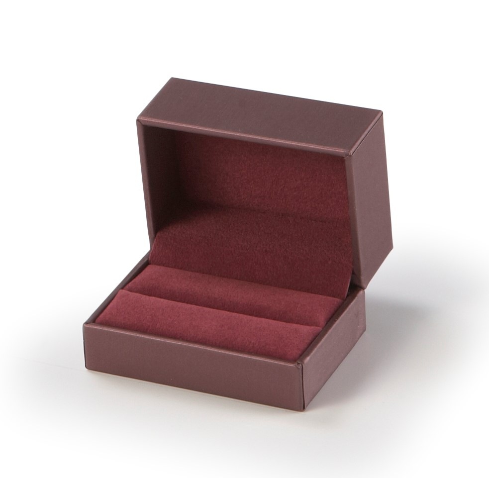 Burgundy Leatherette Double Ring Slit Box