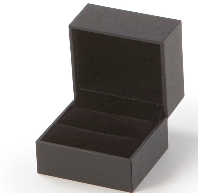 Black Textured Leatherette Ring Slot Box