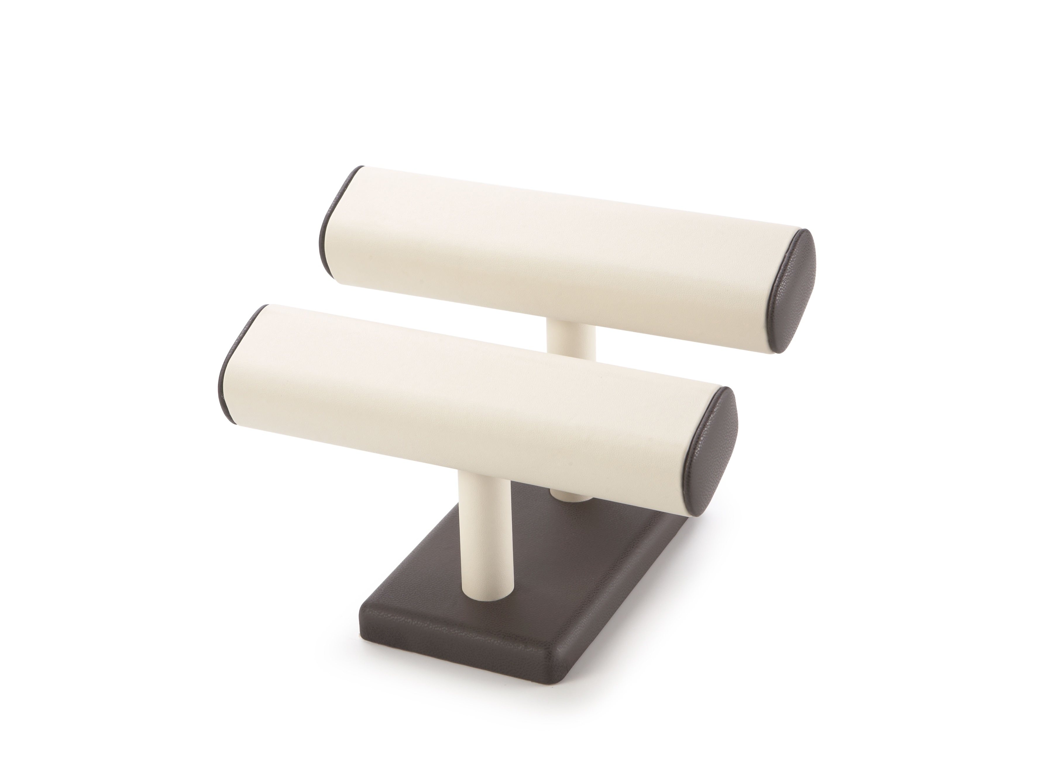 Chocolate/Beige Leatherette Twin Watch T-Bar