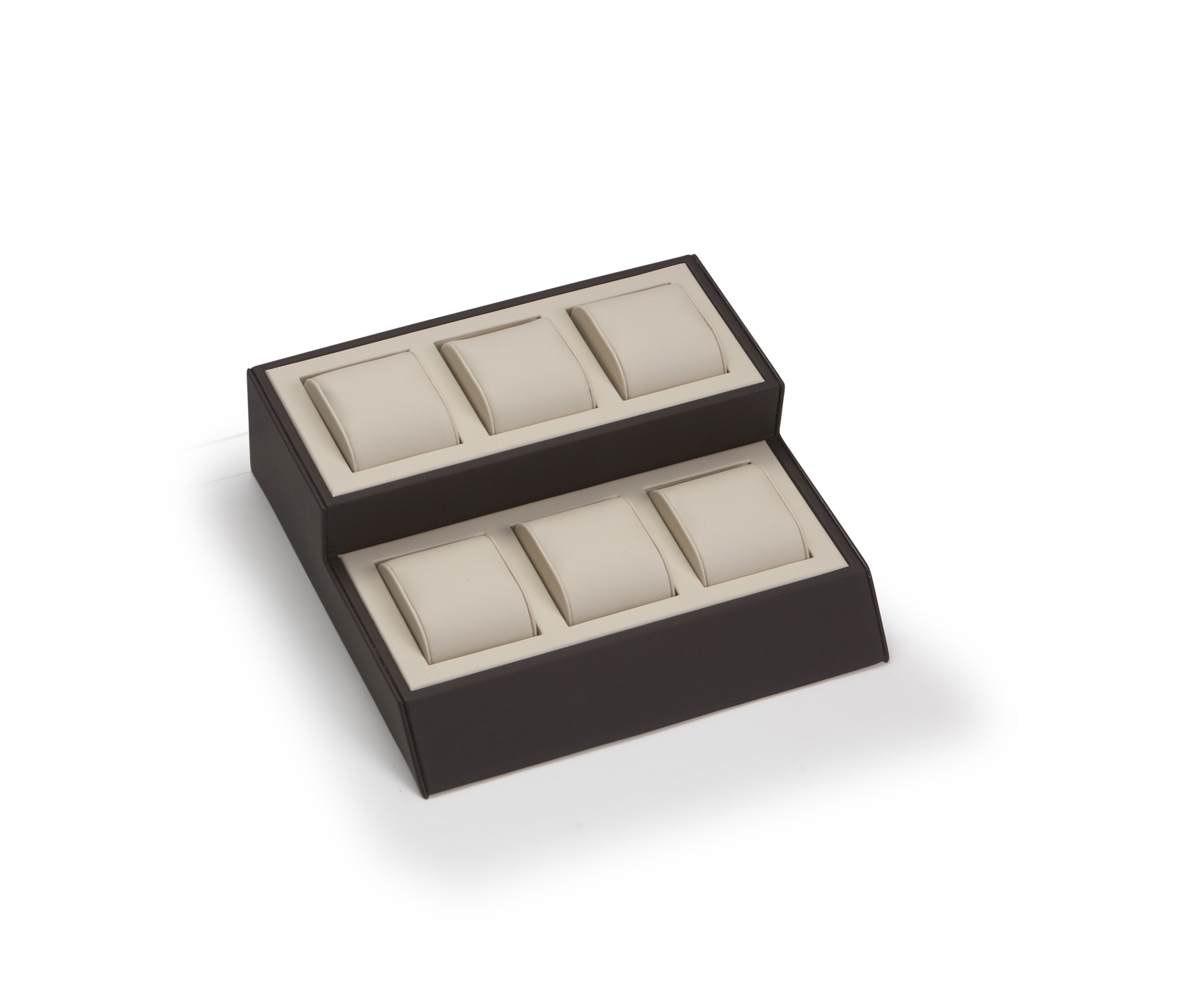 Chocolate/Beige Leatherette 6 Watch Display